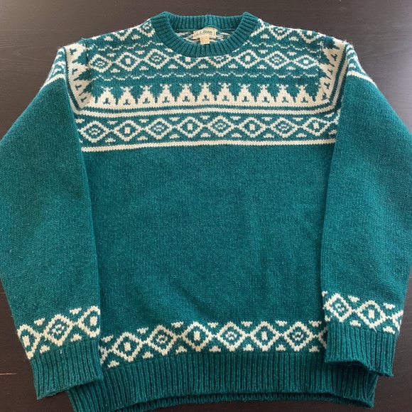 L.L. Bean Other - Vintage Mens L.L. Bean Green Crewneck Pullover Winter Wool Sweater Size L / M